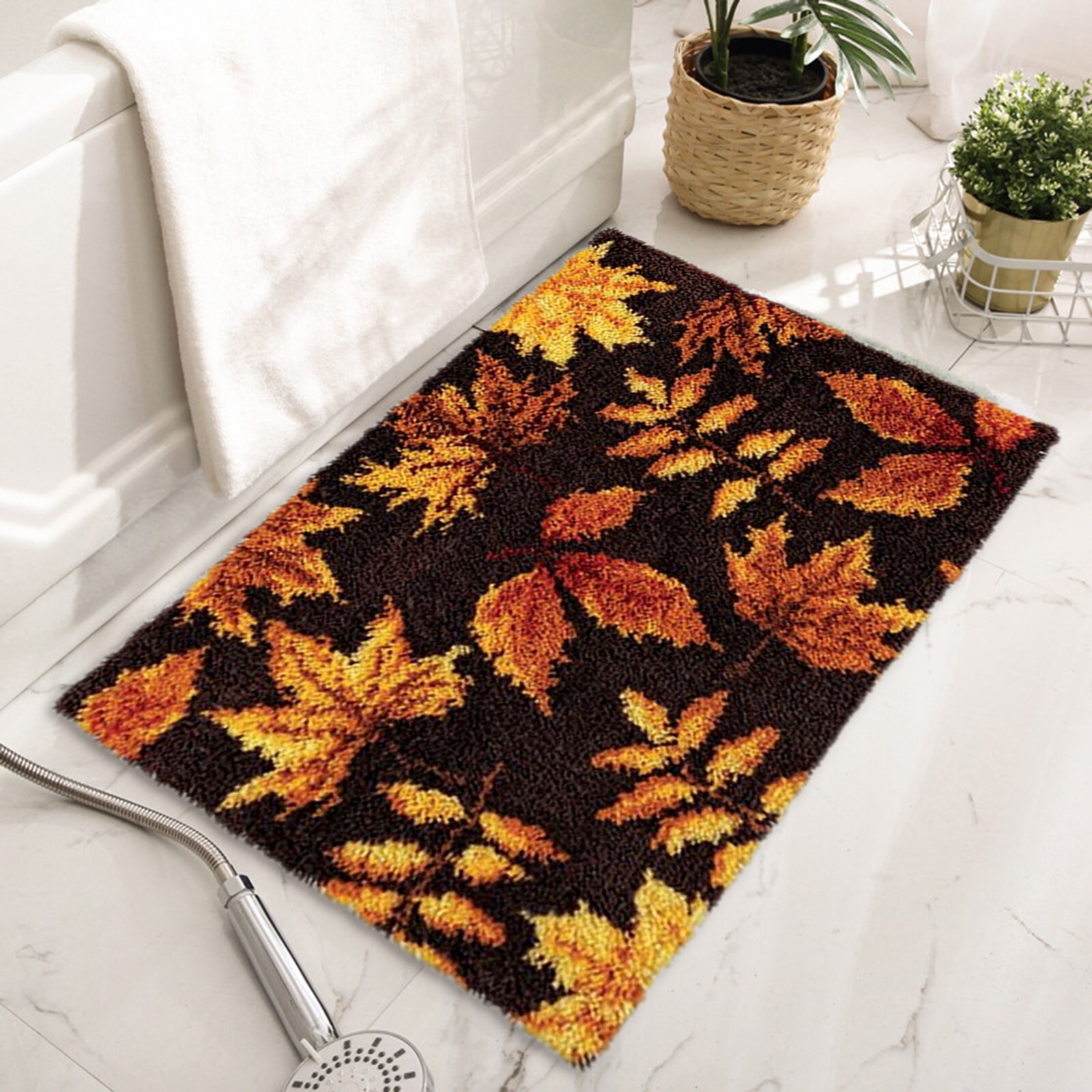 Interlocking Hook Kits DIY Crochet Mats with Printed Pattern Canvas Mat