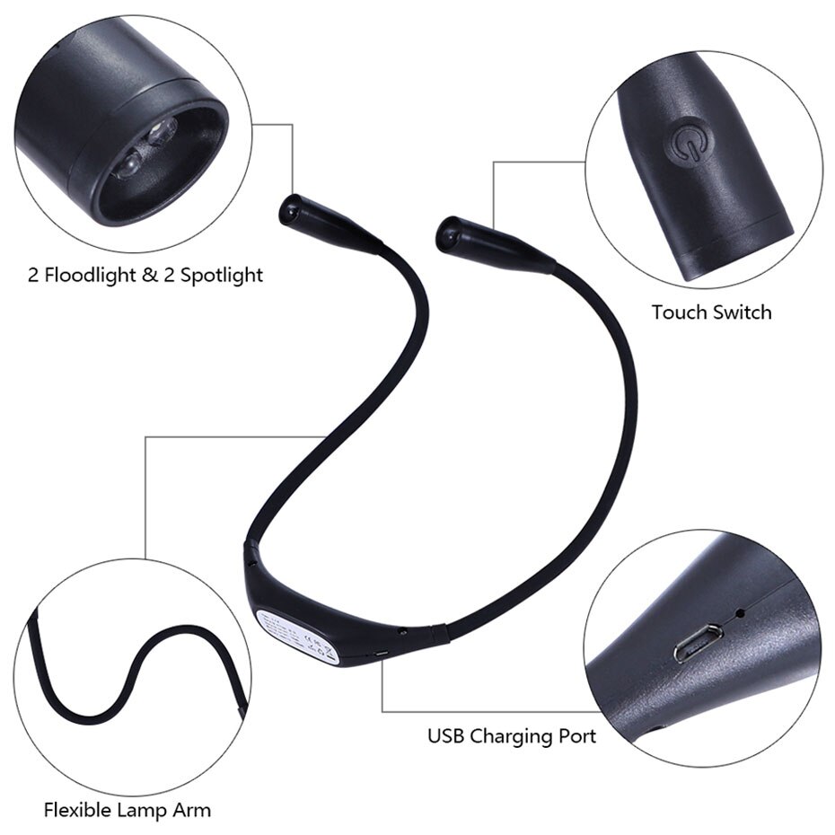 Ledgle Lichtgewicht Boek Licht Flexibele Handsfree Lamp Oplaadbare Leeslampjes Led Nachtlampje Zaklamp Lampe