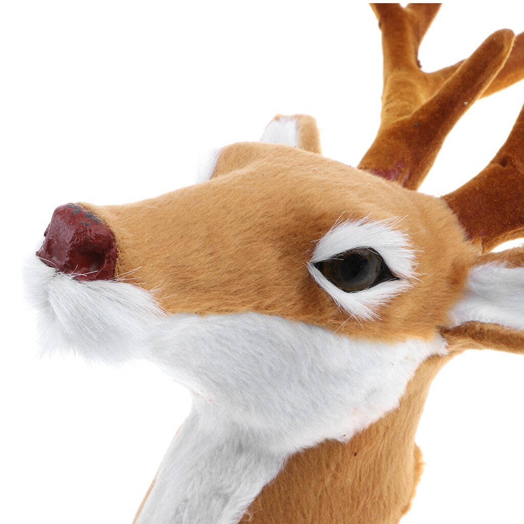 Faux Fur Deer Head Model, Animal Head Wall Sculpture, Home Decoration Handicraft