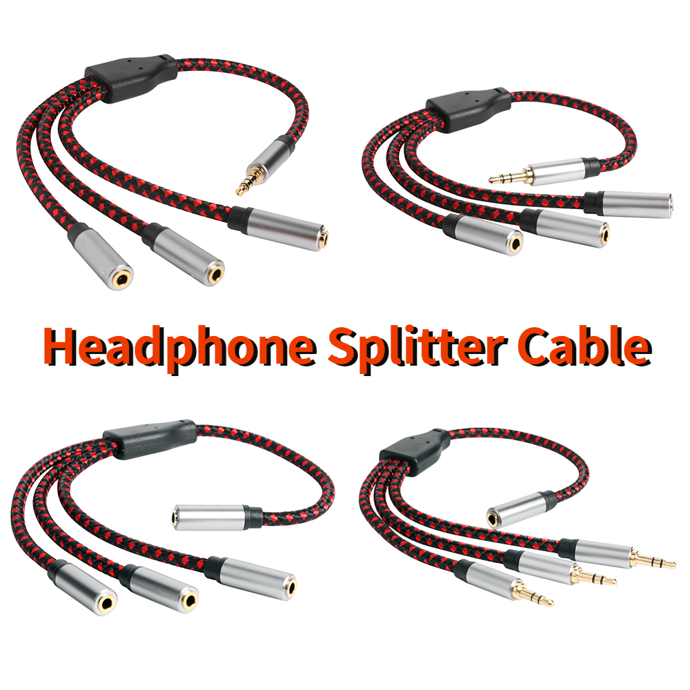 Cable divisor de auriculares 3,5mm 1/8 adaptador auxiliar de 3 vías conector para auriculares Cable de extensión de Audio estéreo Triple para PC teléfono altavoz MP3