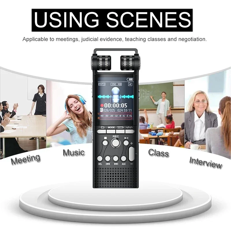 Professionele spraakopname geactiveerde digitale audiorecorder USB Non-stop 100 uur Pcm 1536 kbps externe microfoon 8 GB/16 GB/32 GB
