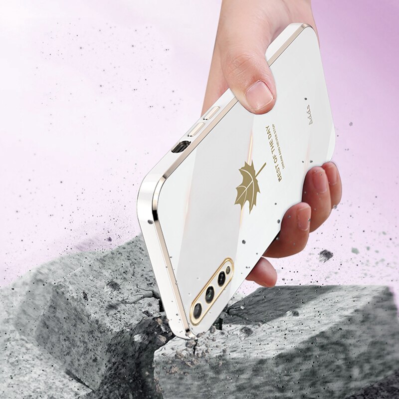 Square Maple Leaf Plating Silicone Case on For Huawei Y8P Enjoy 10S Coque Ultra-thin Soft Back Cover
