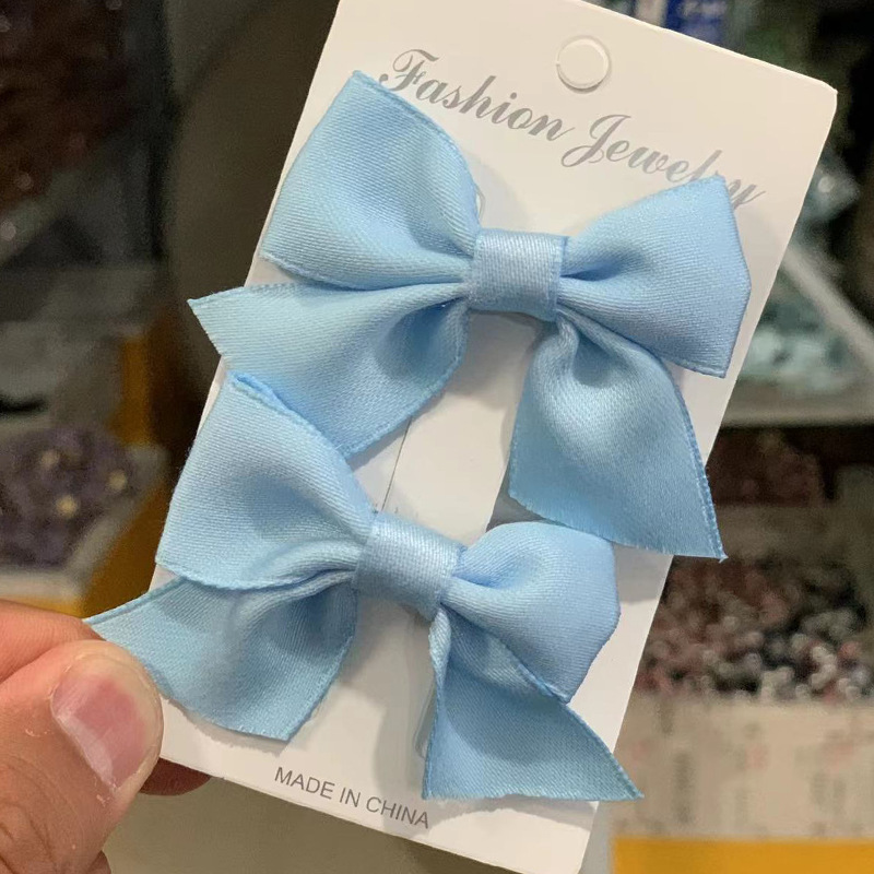 1 Pair Children Bow Hairpins Female Headwear Cute Princess Hairpin Girls Broken Hair Bangs Clip Hair Accessories Barrettes Gift: light blue