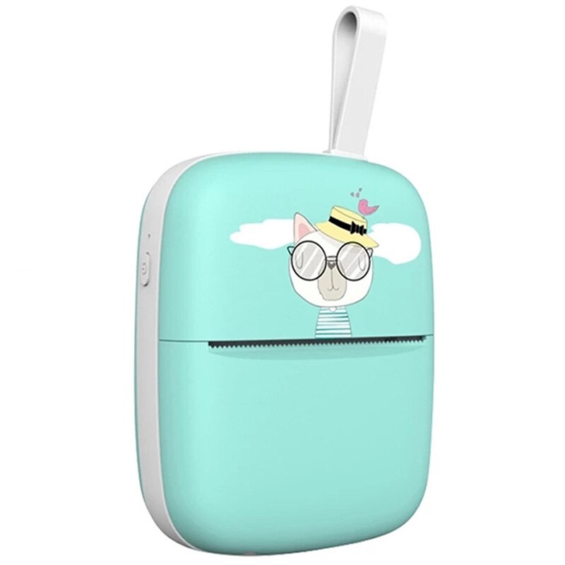 Mini Draagbare Thermische Printer 203Dpi Foto Pocket Printing Draadloze Bluetooth Label Printer Papier Voor Android Ios Kids: Blauw