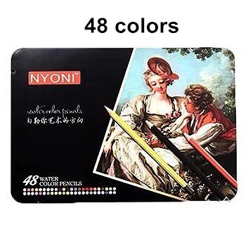 NYONI-lápices de acuarela suaves para artista, Kit de lápices de colores solubles en agua para dibujar y pintar, suministros de arte para niños: 48 colors