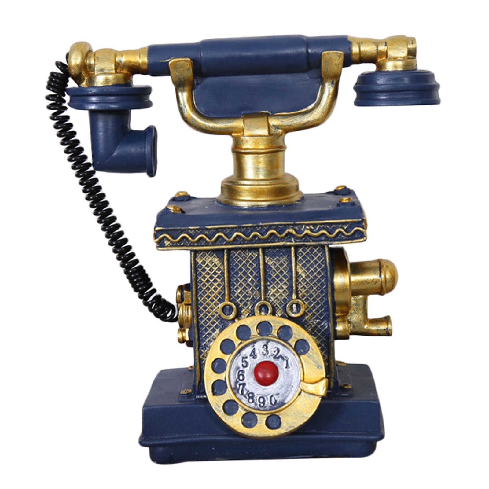 Piggy Bank Ornaments Telephone Easy To Clean American Retro Resin Coin Box Furnishings Vintage Home Deco: A3