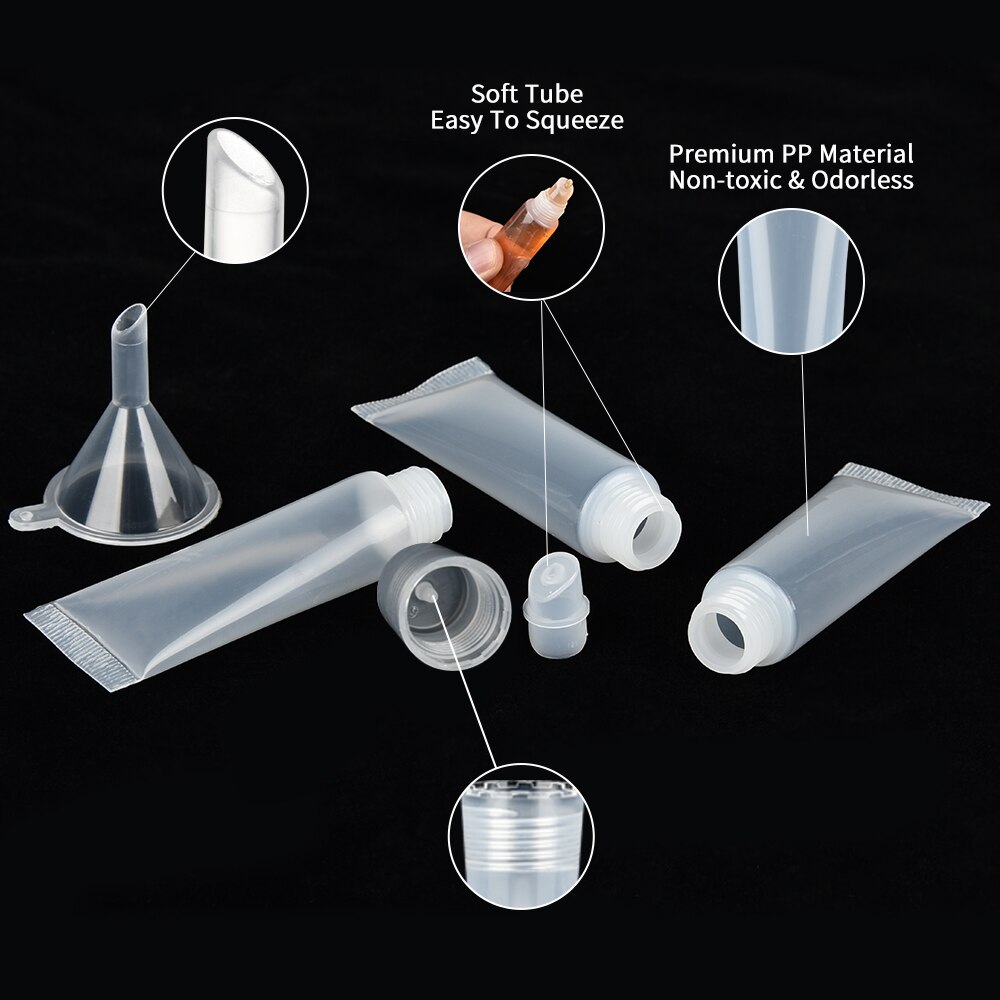 30Pcs 10ml Empty Lip Gloss Tubes with Lip Balm Containers Refillable Bottles DIY Cosmetic Makeup Travel Makeup Squeeze Container