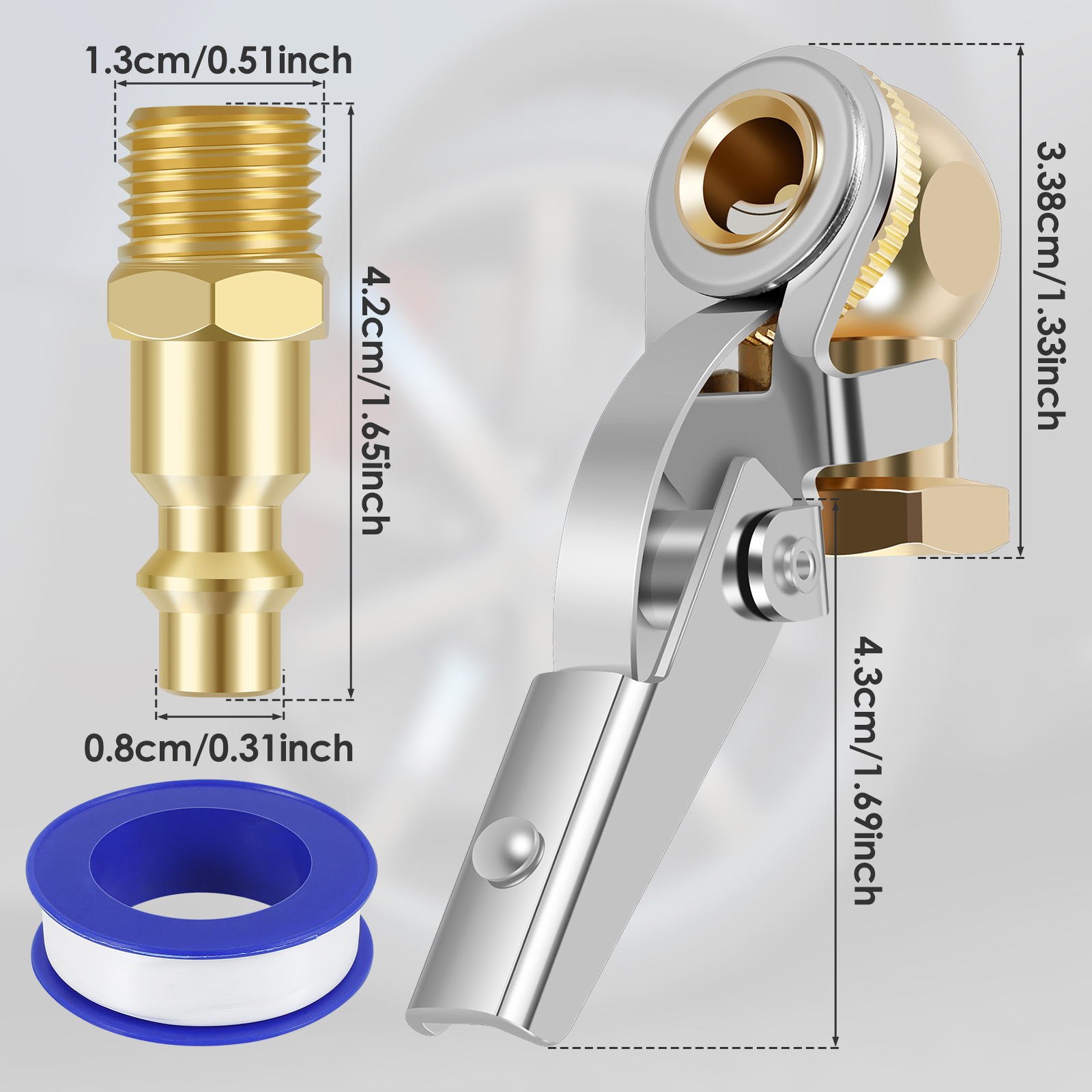 2Stck abgeschlossen Ball Reifen 1/4 zoll FNPT Langlebig abgeschlossen fließen Reifen Inflator Luft Auto Reifen Luft Futter Inflator pumpe Ventil Stecker