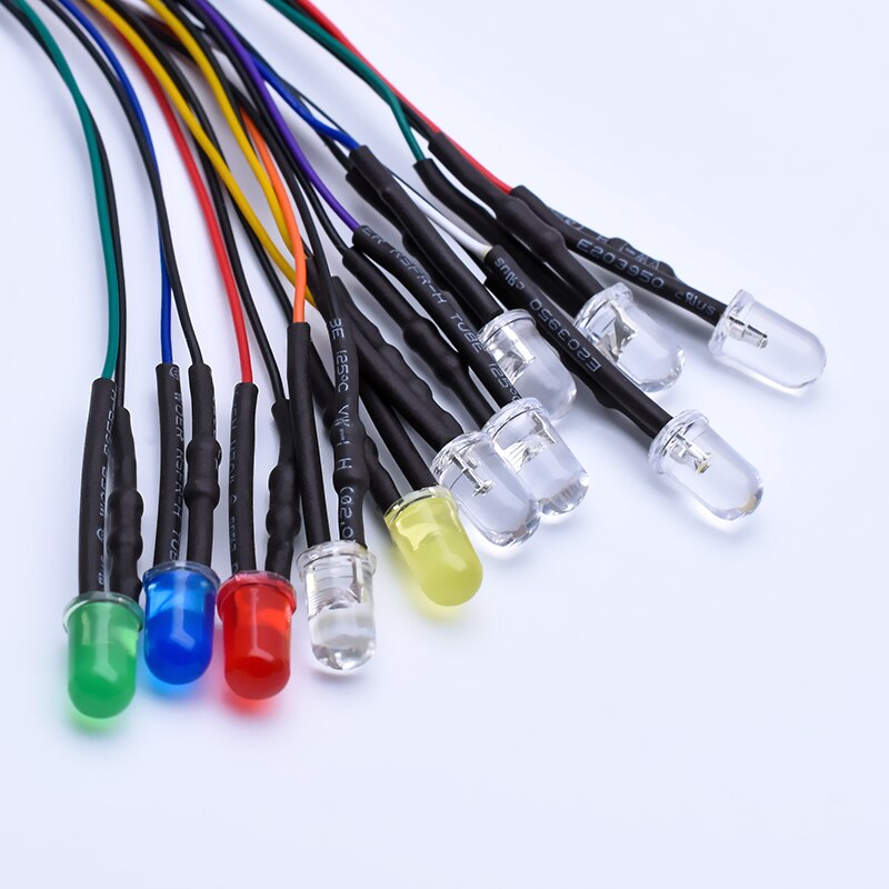 50 Stks/zak Czinelight 5Mm Prewire Led 20Cm 5V Rood Geel Blauw Groen Wit