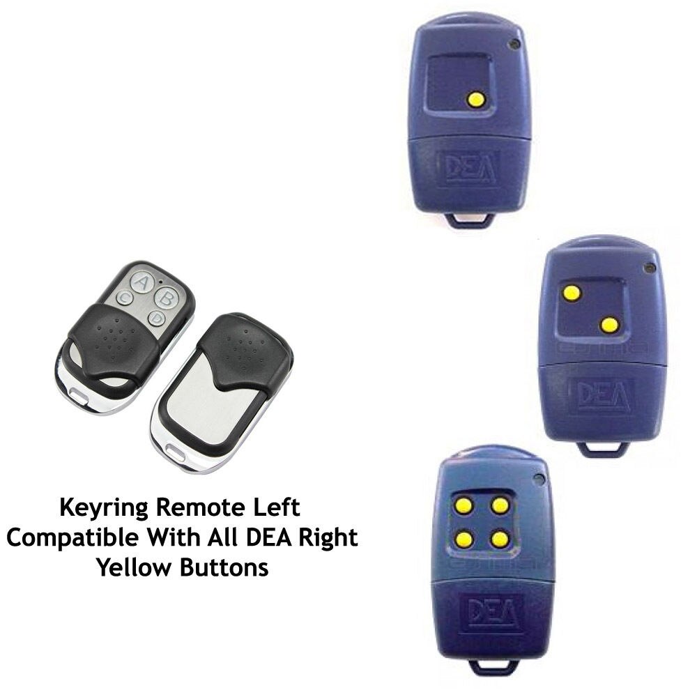 Automatisk grind fjärrkontroll kopia dea 433-1 433-2 433-4 gul knapp universal fjärrkontroll, sändare 433.92 mhz nyckelbricka