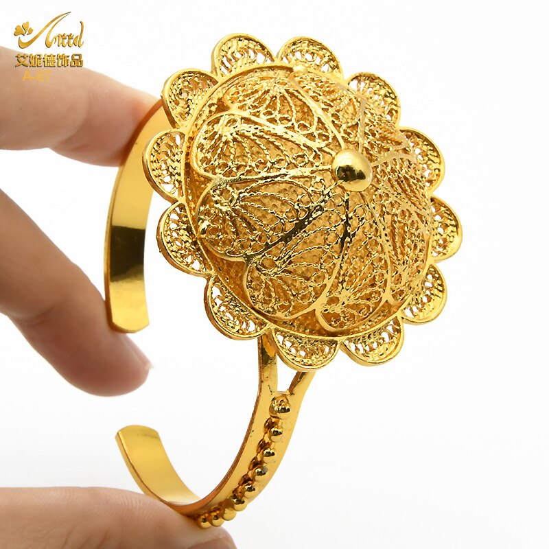 ANIID Dubai Ethiopian Flower Gold Plated 6pcs Jewelry Sets For Women Nigerian Luxury Necklace Jewellery Set Wedding Party