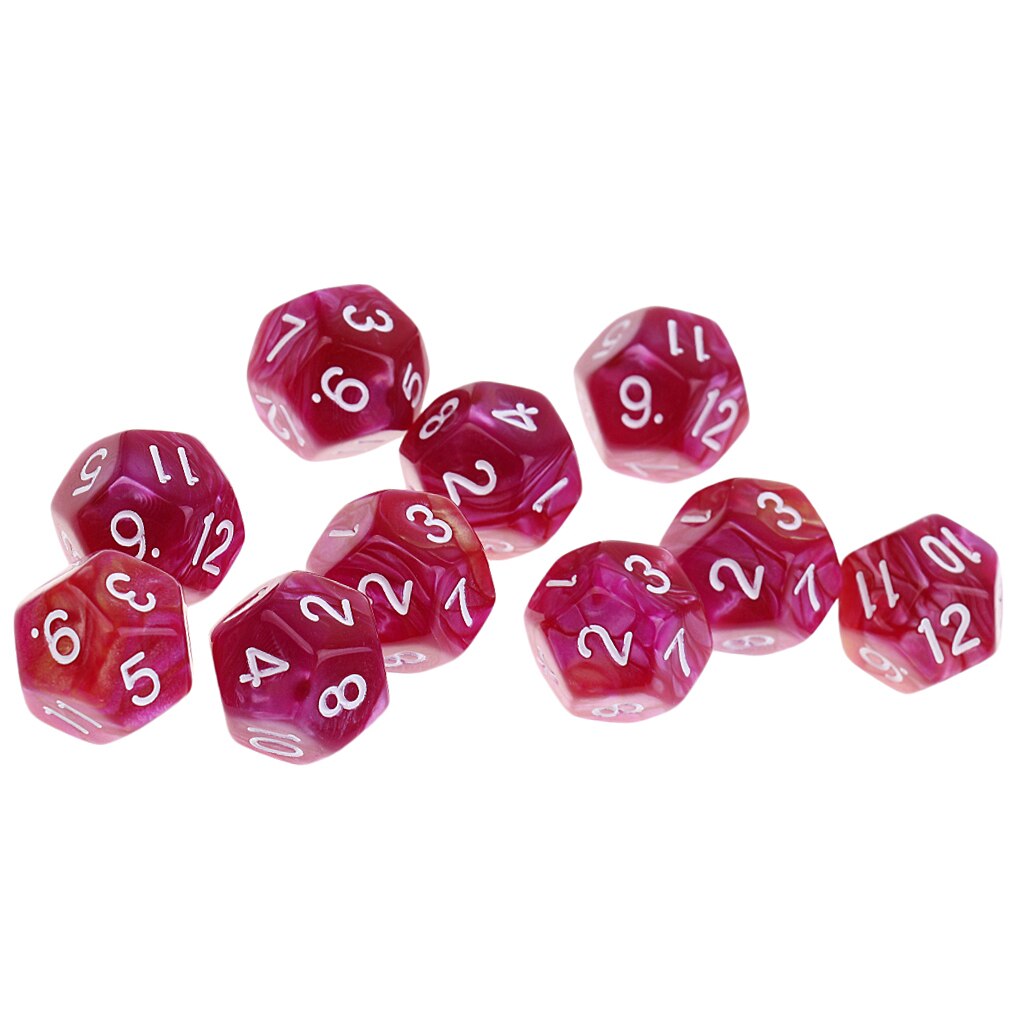 10 stück 12 Seitige Würfel D12 polyedrisch Würfel für Party Tisch Spiele Weiß Grau: Violett rot