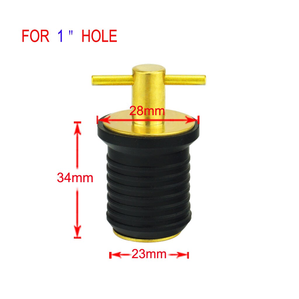 Tapón escurridor para Garboard de barco marino, tapón de rosca para orificio de 1 pulgada, latón y goma