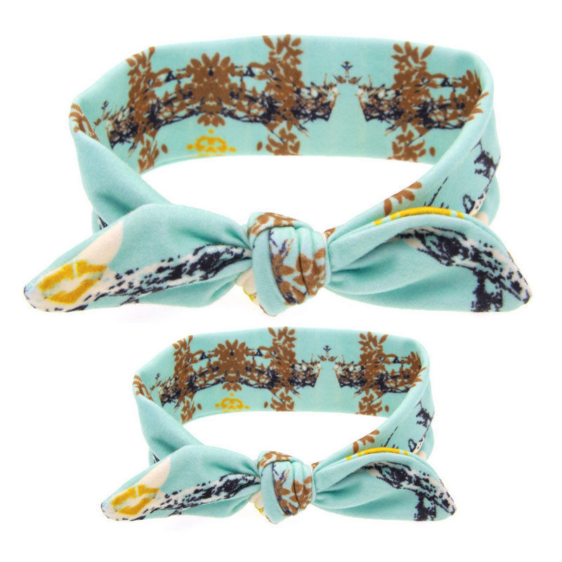Emmababy Familie Headwear 2 stücke Frauen Kinder Baby Mädchen Elastische Verknotet Turban Haarband Stirnband Headwear: D