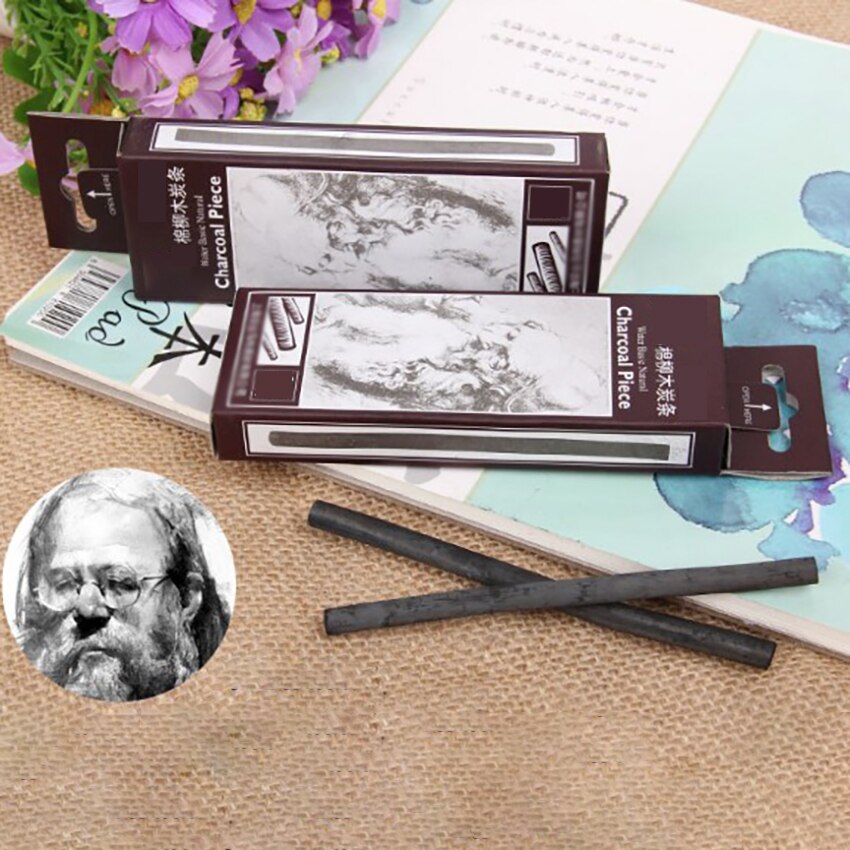 6pcs/set 11*0.7cm Sketching Charcoal Strips Cotton Willow Charcoal Bars For Artist Chinese Oil Painting Drawing Sketching Tools