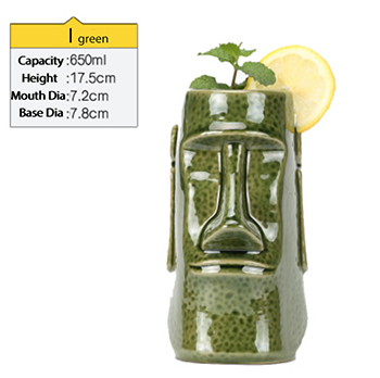 Ceramic Tiki Mug Porcelain Beer Wine Mug Cup Bar Tool ,Exotic Cocktail Glasses, Tiki Bar: WHITE