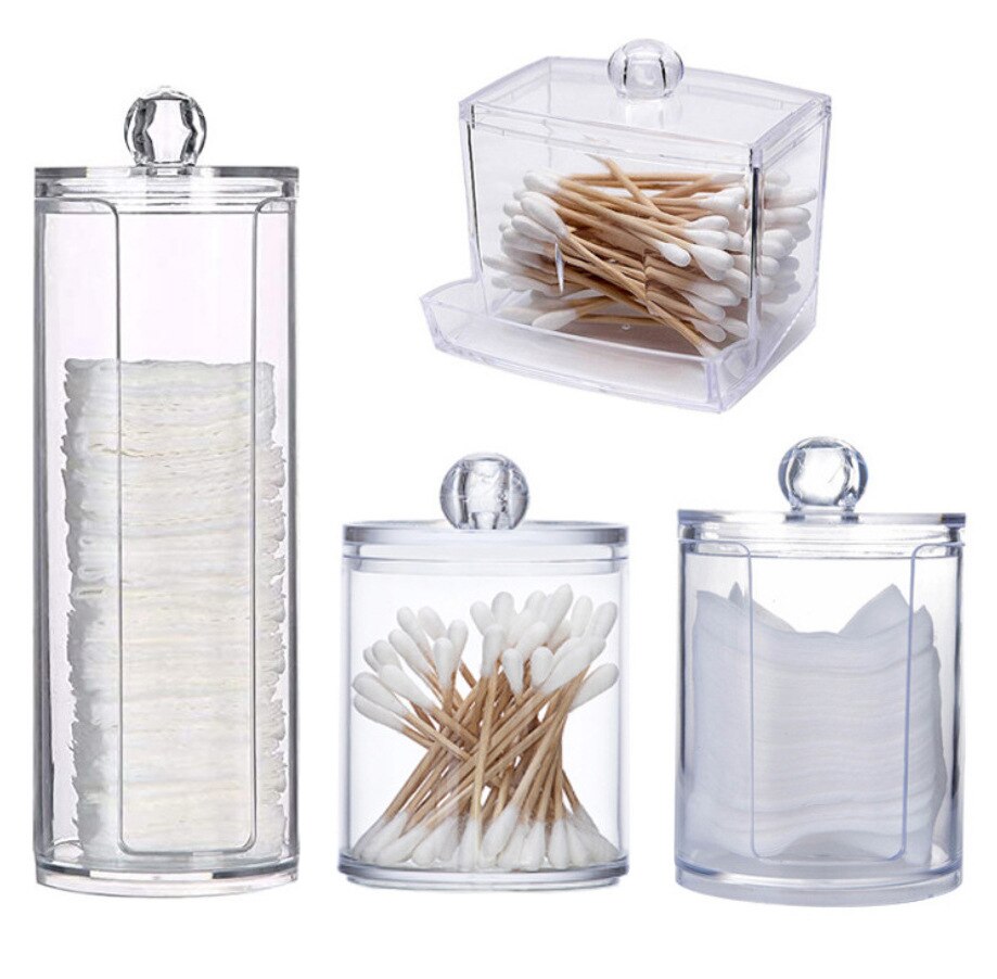 Cotton Swabs Jewelry Storage Box High Transparent Cleansing Cotton Storage Jar Cosmetics Organizer Lipstick Holder Storage Box