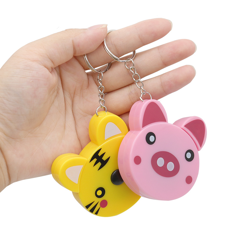 Cinta métrica de dibujos animados de 0-150cm, 0-60 pulgadas, Mini llavero portátil con forma de Animal, cinta métrica automática, Panda, Rana, cerdito, tigre