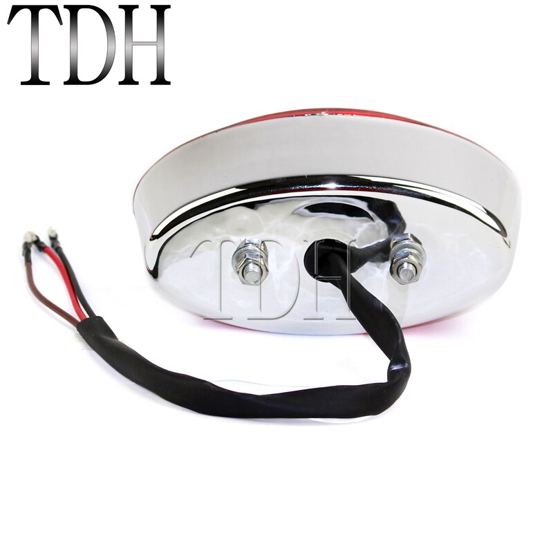 Chrome Red Lens Motorcycle Cat Eye Taillight Brake Stop Lamp Licence Plate Lights For Harley Custom Chopper Softail Cafe Racer