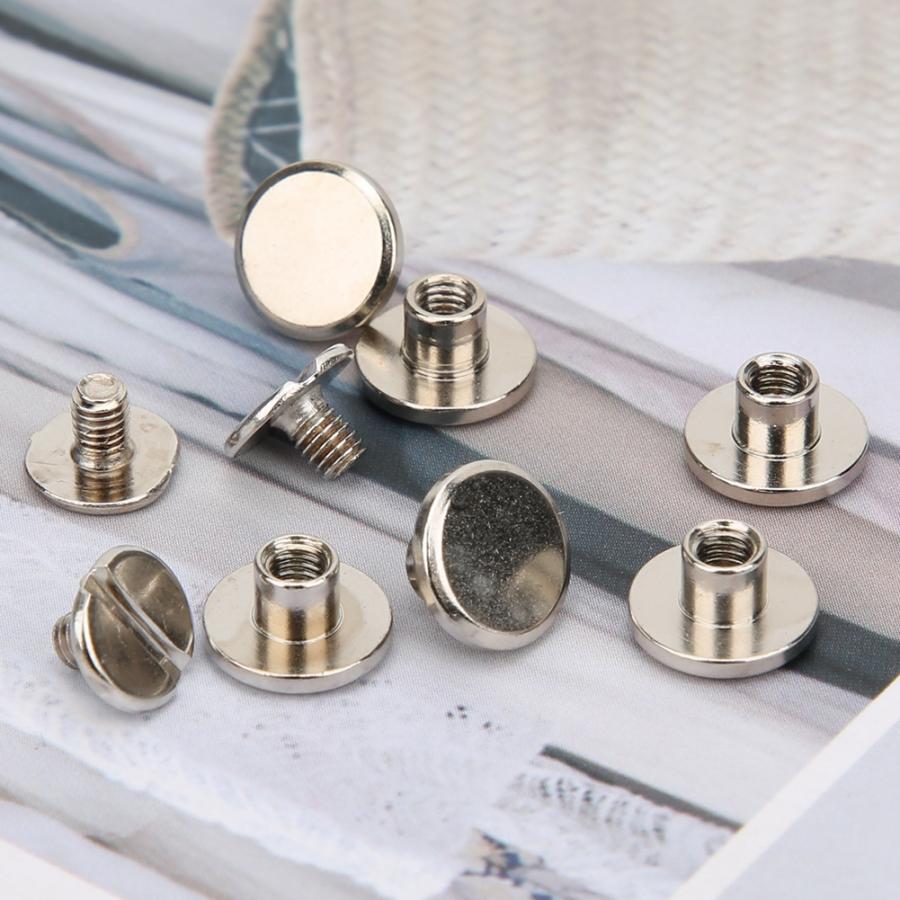 50 Sets 6.5mm Brass Stud Screw Flat Head Studs Screws Nail Rivets DIY Stud Screw Nail Rivets Leather Craft Fastener Screwback