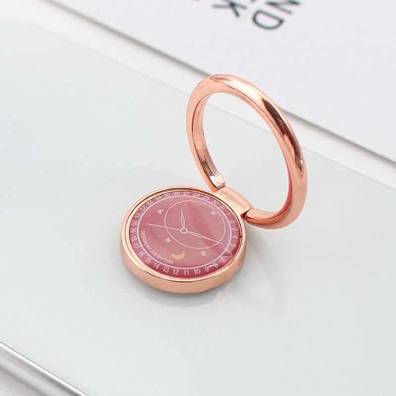 Small Fresh Mobile Phone Ring Holder Magnetic Car Bracket Tablet Stent Cute Watch Pattern Support Phone Stand for iphone X XS XR: rose gold