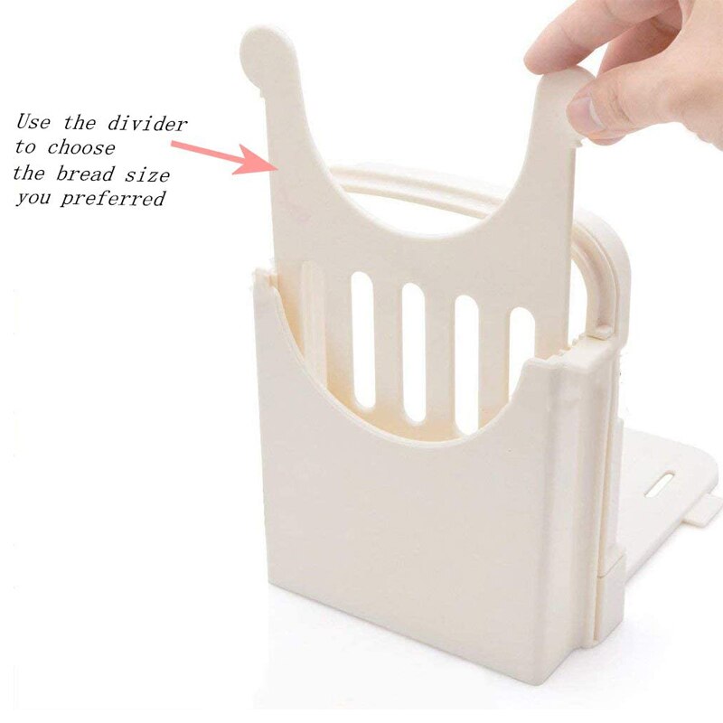 Foldebrødskærer, justerbar brødskæreguide til hjemmebrød, bagel toast brødskærer/skærer, brødskæremaskine, hvid