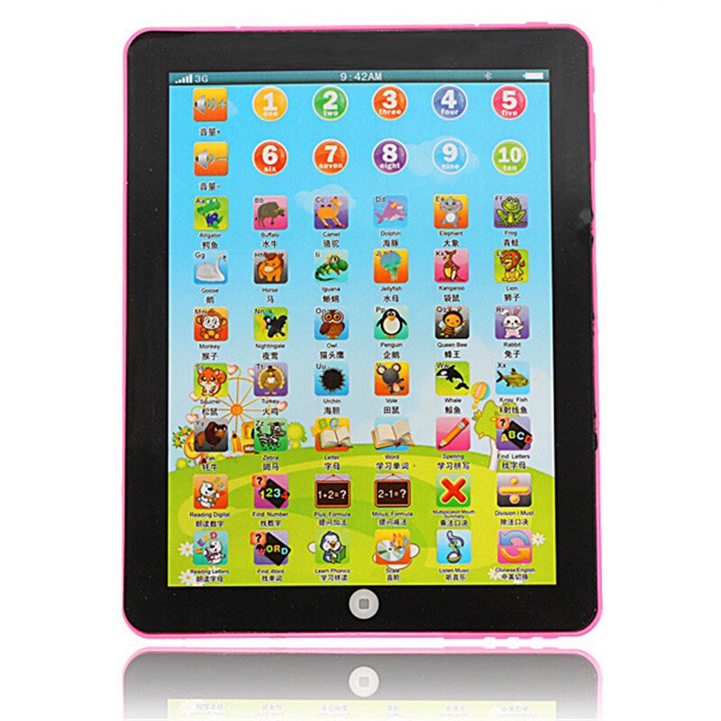 Modern Multi-functional Pad For Kid Children Learning English Chinese Educational Computer Mini Tablet Teach Toy: Pink