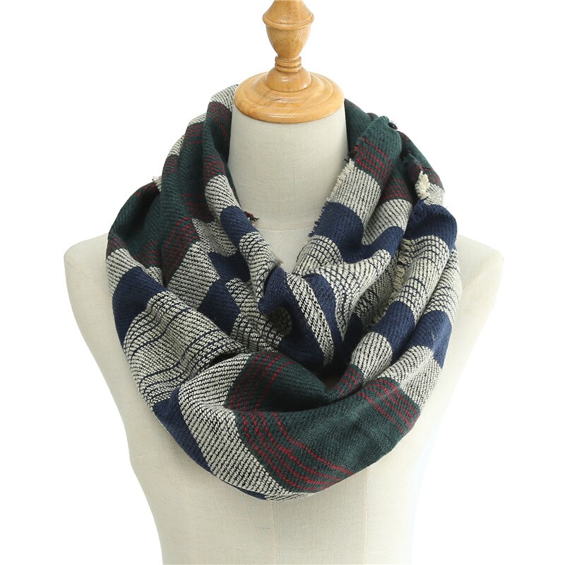 Écharpe d'hiver chaude en tricot pour homme et femme, écharpe snood rayée en cachemire, décontractée, col infini