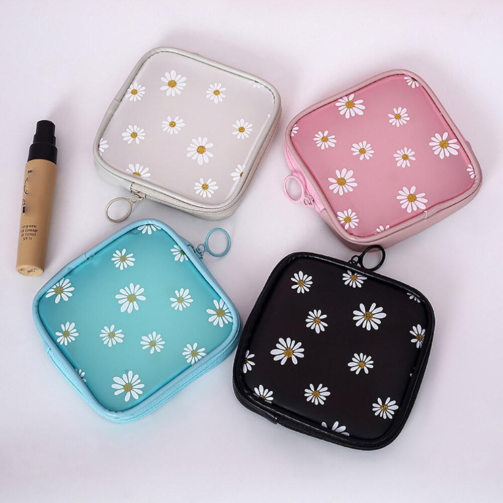 Zomer Daisy Transparante Make-Up Tas Waterdichte Rits Toilettas Meisjes Draagbare Travel Organizer Pouch Schoonheid