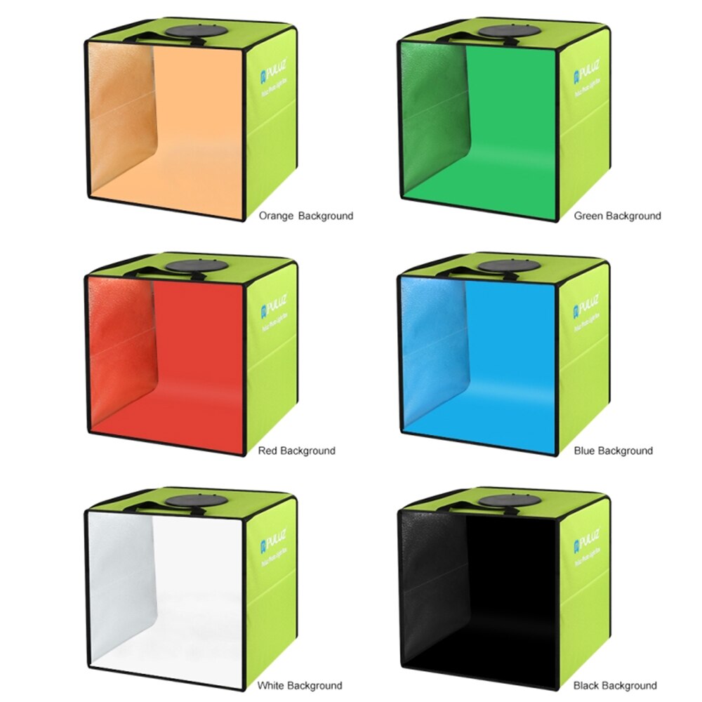 PULUZ Leuchtkasten Mini Foto Studio Licht Kasten mit 6 farbe Kulissen Foto Schießen Zelt Bausatz LED Licht Zimmer Faltbare Fotografie