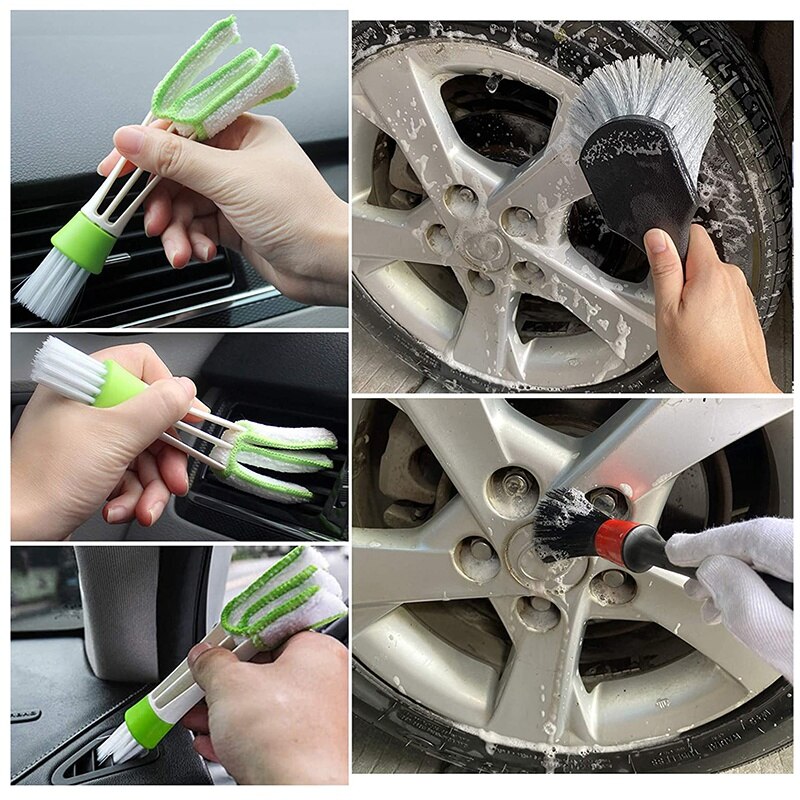 8Pcs Wheel&Tire Brush, Car Detailing Kit,Wheel Brush and 5 Car Detail