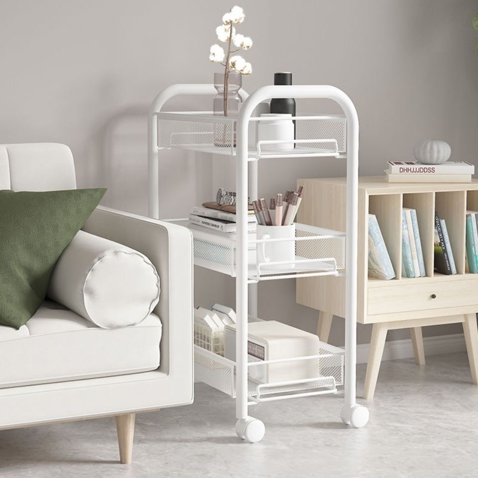 Hjemmevogn oppbevaringsstativ stue jernorganisator hylle flerlags baderomsoppbevaring multifunksjonell tralle med hjul