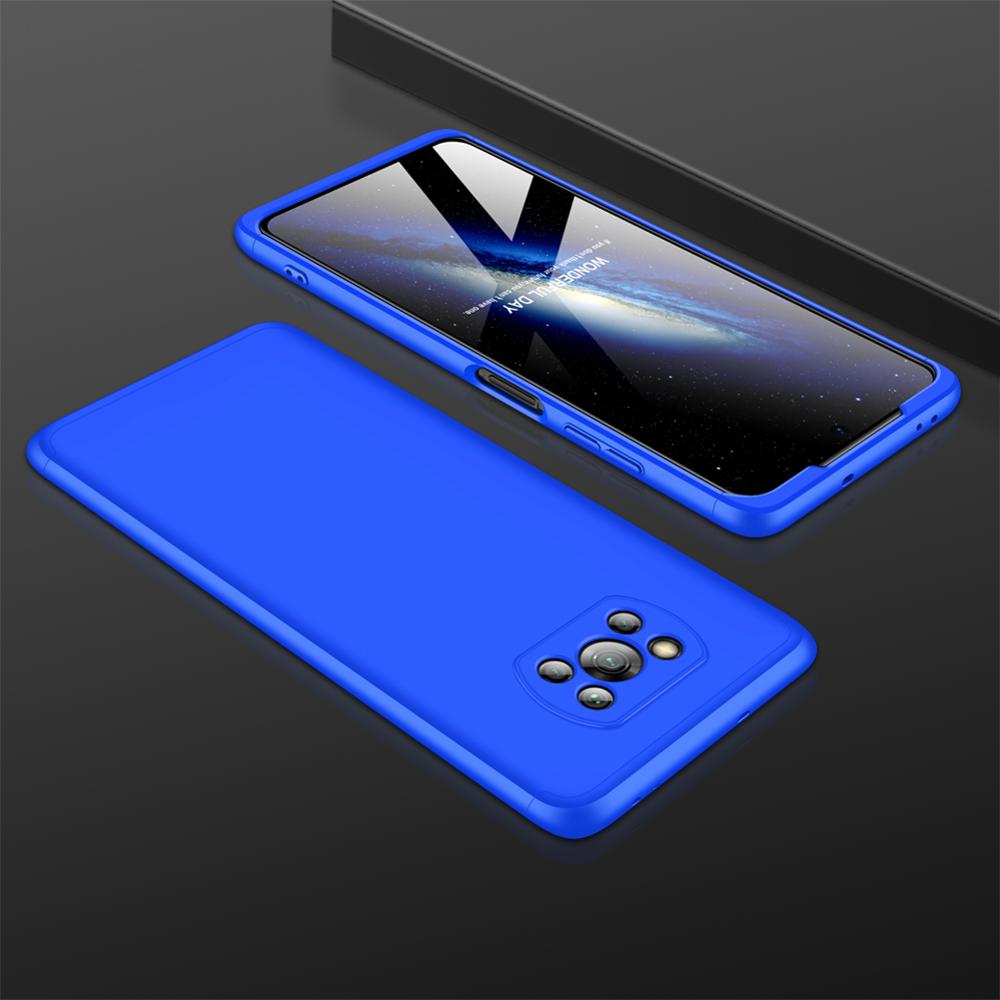 For Xiaomi Pocophone Poco X3 NFC Case Hard Matte Armor Hybrid 3 in 1 Protective back cover case for Xiaomi poco X3 x3nfc shell: Blue