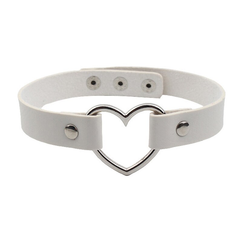 Punk Pu Leer Liefde Hart Kraag Choker Ketting Goth Gothic Rock Trend Sieraden Verjaardagsfeestje Pu Lederen Kraag Ketting: White