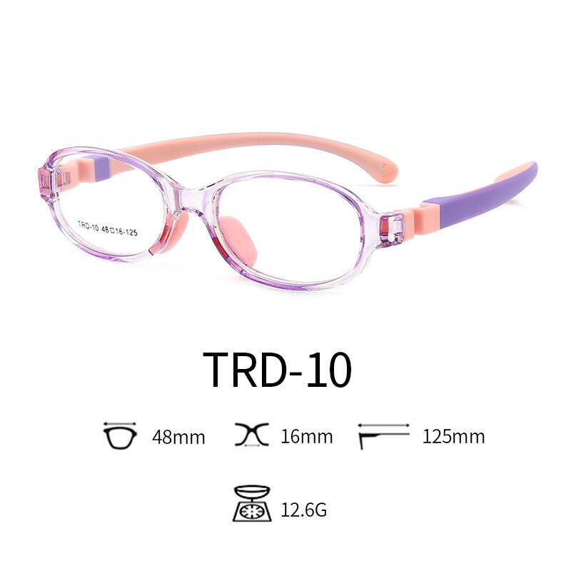 TR90 Silikon Gläser freundlicher flexibel Schutzhülle freundlicher Brille Dioptrien Brillen Gummi Art Spektakel Rahmen Junge Mädchen: C12 Rosa Violett