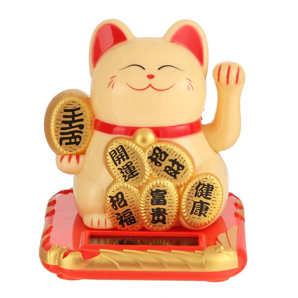 Chinese Lucky Cat Rijkdom Zwaaien Schudden Hand Fortuin Welkom Kat Thuis Craft: yellow