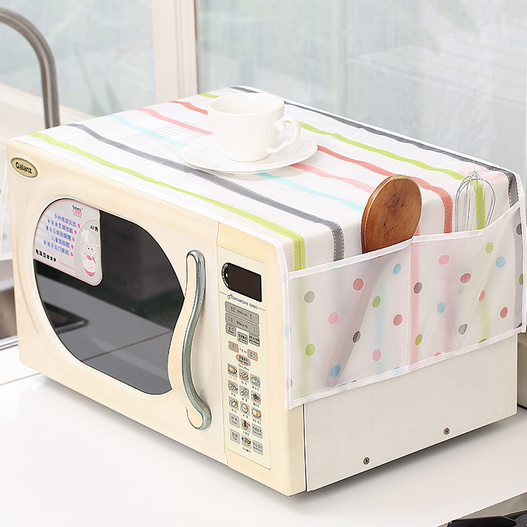 Värikäs peva-materiaali vedenpitävä mikroaaltouunin pölysuoja tuplataskuinen mikroaaltouunin kansipyyhe helppo puhdistaa 85*34cm