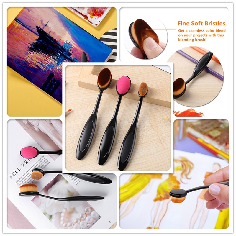 3 Beautiful Blender Brushes Soft Fur Drawing Painting Brush Make Up for Cutting Dies&amp;stamp Diy Scrapbooking Album Paper Card