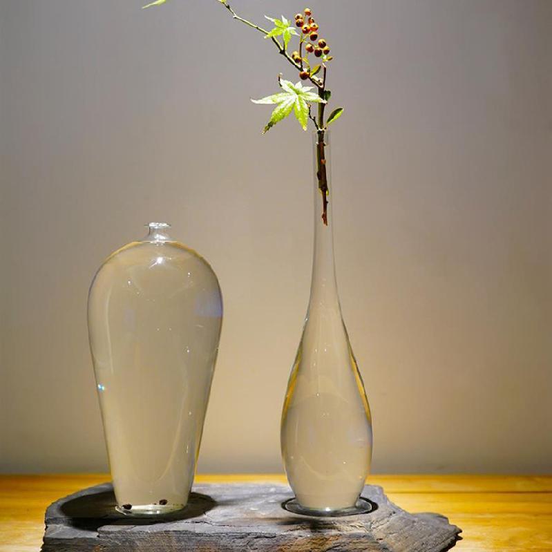 Japanese Zen Vase Transparent Glass Countertop Vase Home Decoration Flower Arrangement Hydroponic Small Vase Home Decoration