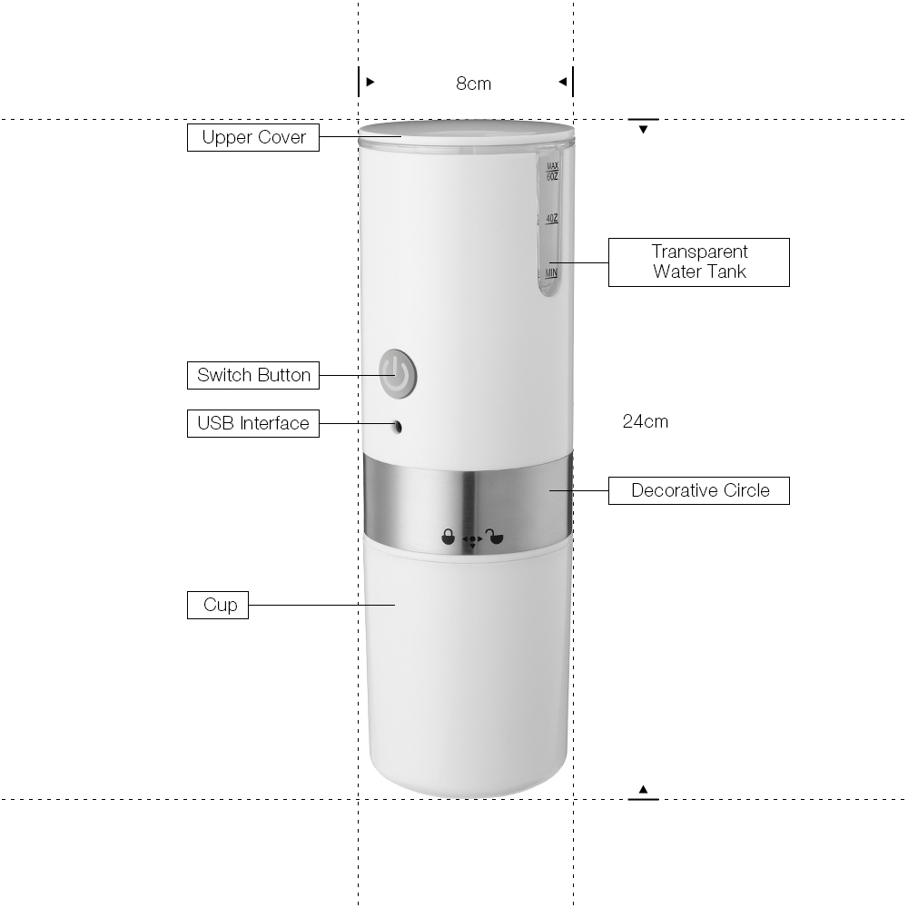 Digoo DG-CF01 Portable Electric Coffee Maker Automatic Coffee Machine Built-in Filter For Home Travel 8x24cm