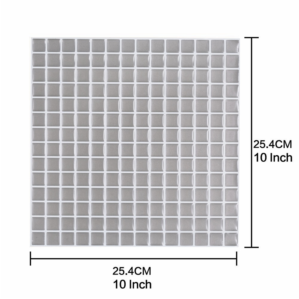 Vividtiles papier peint vinyle imperméable à la colle | Carreaux muraux en brique mosaïque argentée 3D écorce et bâton-1 feuille