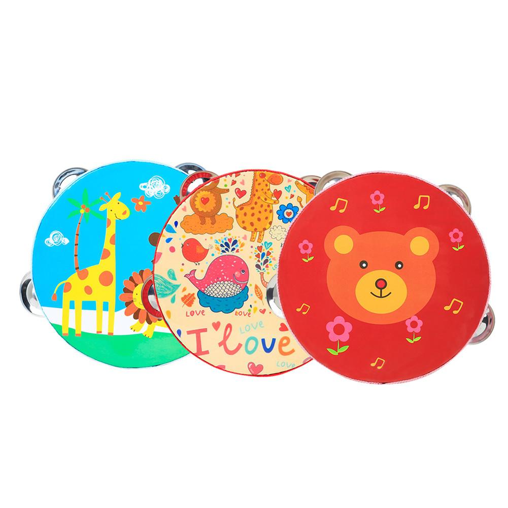Tambourin de 6 pouces pour enfants dessin animé adapté aux enfants Instrument de musique populaire pour le rythme et le tact