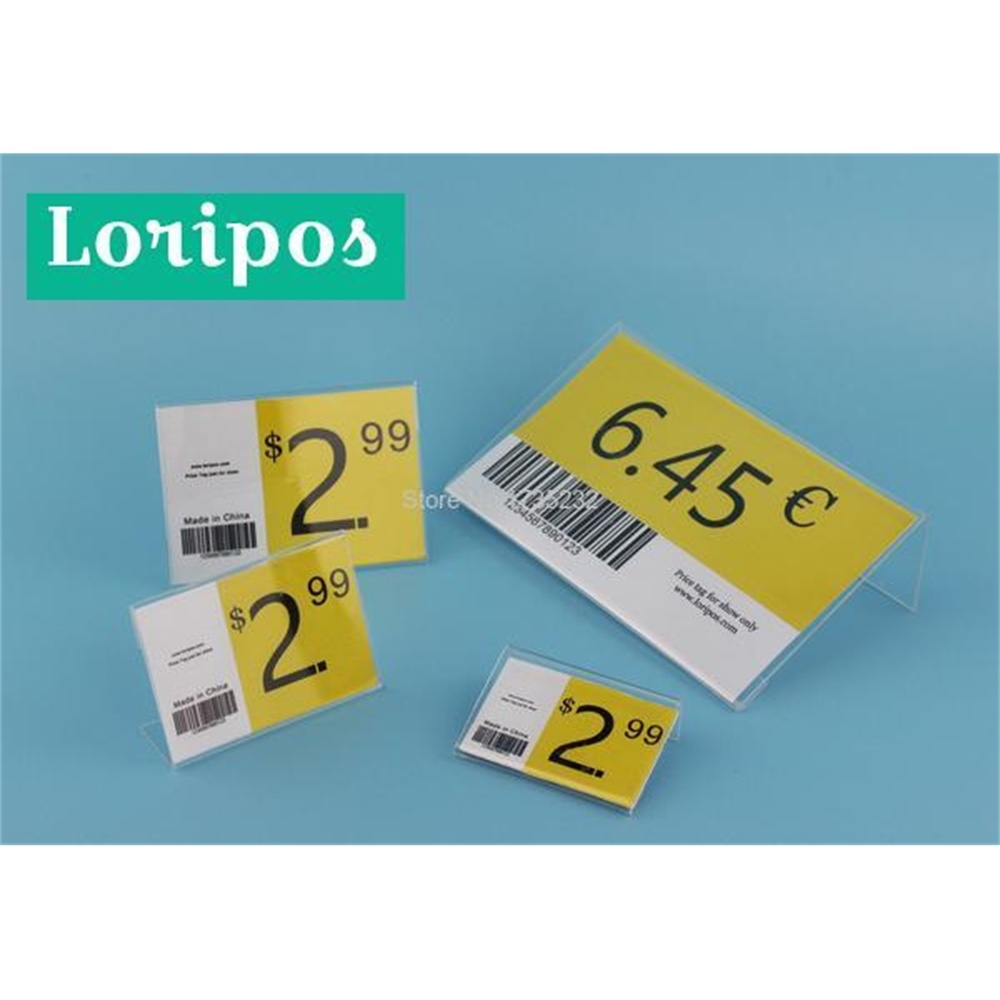 1pc 1.3mm Acrylic Clear Plastic Desk Sign Label Frame Price Tag Display Paper Card Holders Acrylic Label Holder Stand Frame
