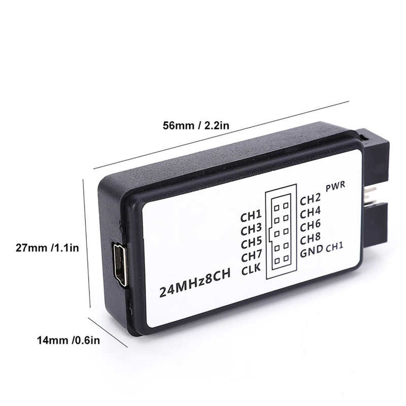 LA1002 Mini Portable USB 5MHz 24M 8 Channel Logic Analyzer Device Set with Cables 8CH 24M Logic Analyzer