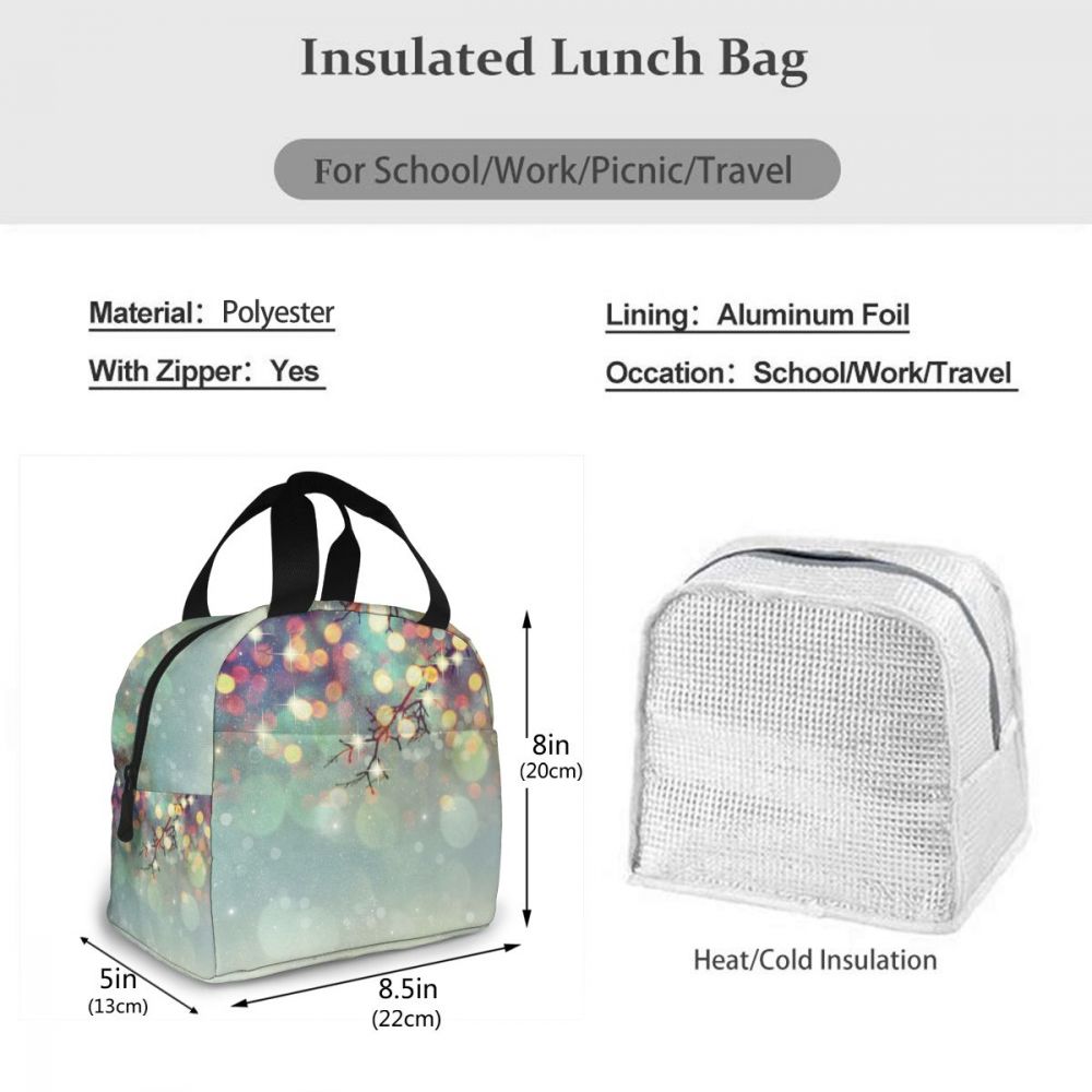 Abstracte kerstverlichting lunchbox tas geïsoleerde thermische lunch picknick lunchtas voor vrouwen kinderen mannen koeltas