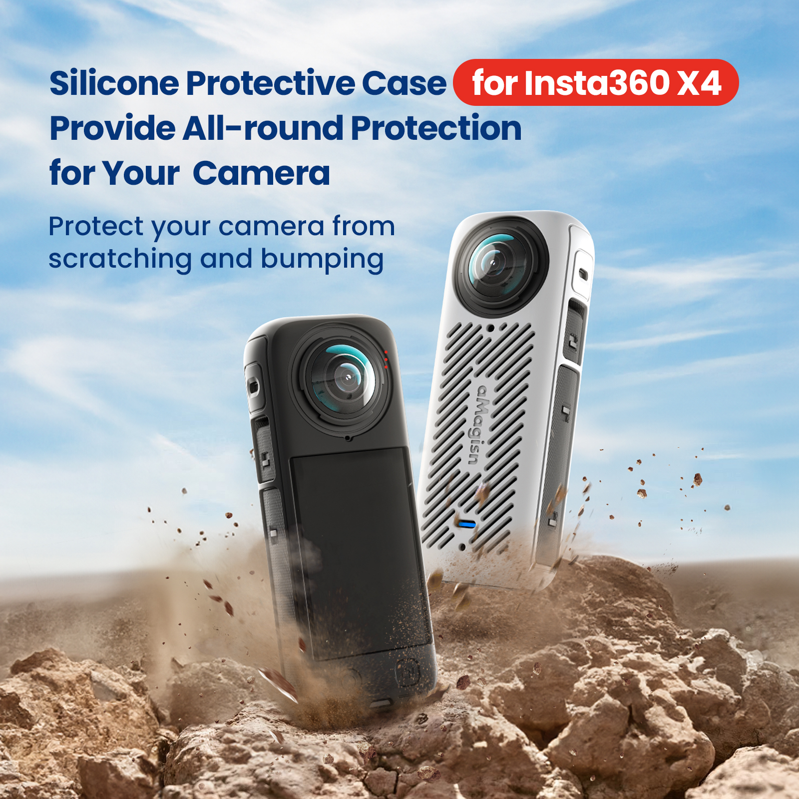 Objektivdeckel für Insta360 X4, Silikonhülle, Objektivschutz, Riemen, 3-in-1-Körperabdeckung, Kameraschutz-einstellen für Insta 360 X4 Zubehör