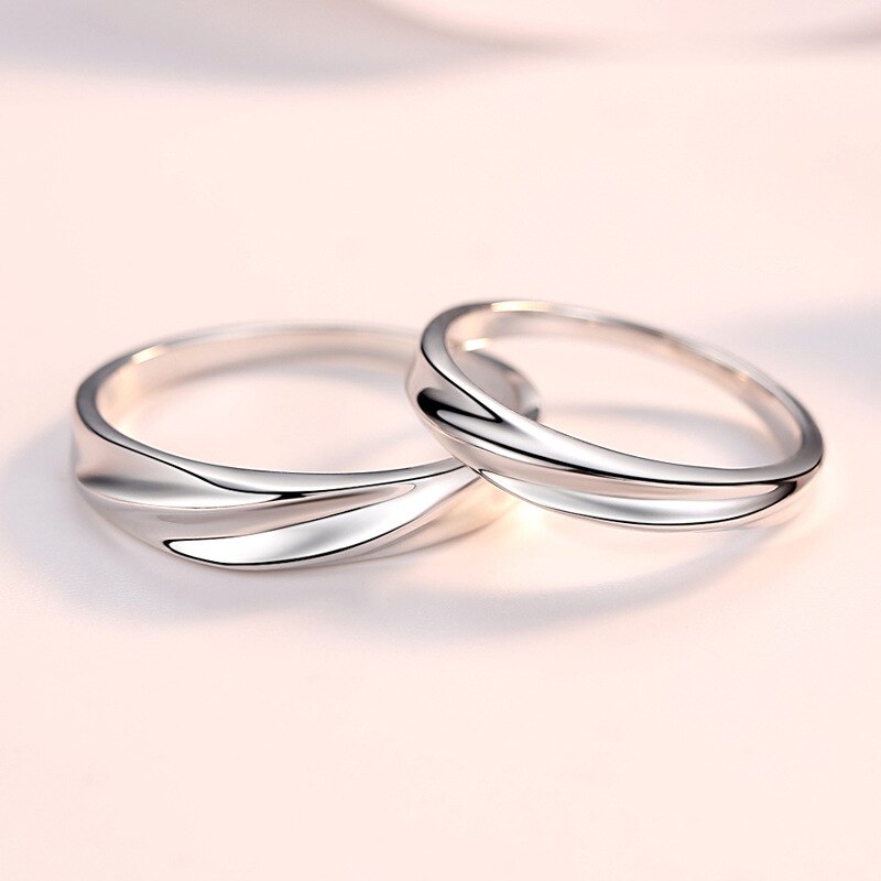 Lovers Ring 925 Sterling Silver Rings Korean Style Pure Silver Jewelry Simple Intertwined Couple Ring for Men Women