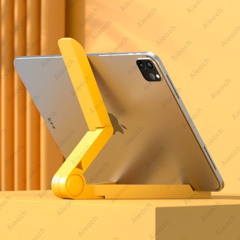 Draagbare Opvouwbare Stand Tablet Houder Voor Mobiele Telefoon Stand Ipad Iphone Xiaomi Samsung Huawei Tablet Bracket Desk Ipad Houder: Yellow