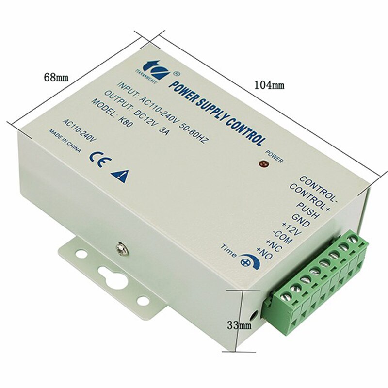 Input 12V3A output access control transformer power switch power supply for access control system 240 to 110V 50 60Hz