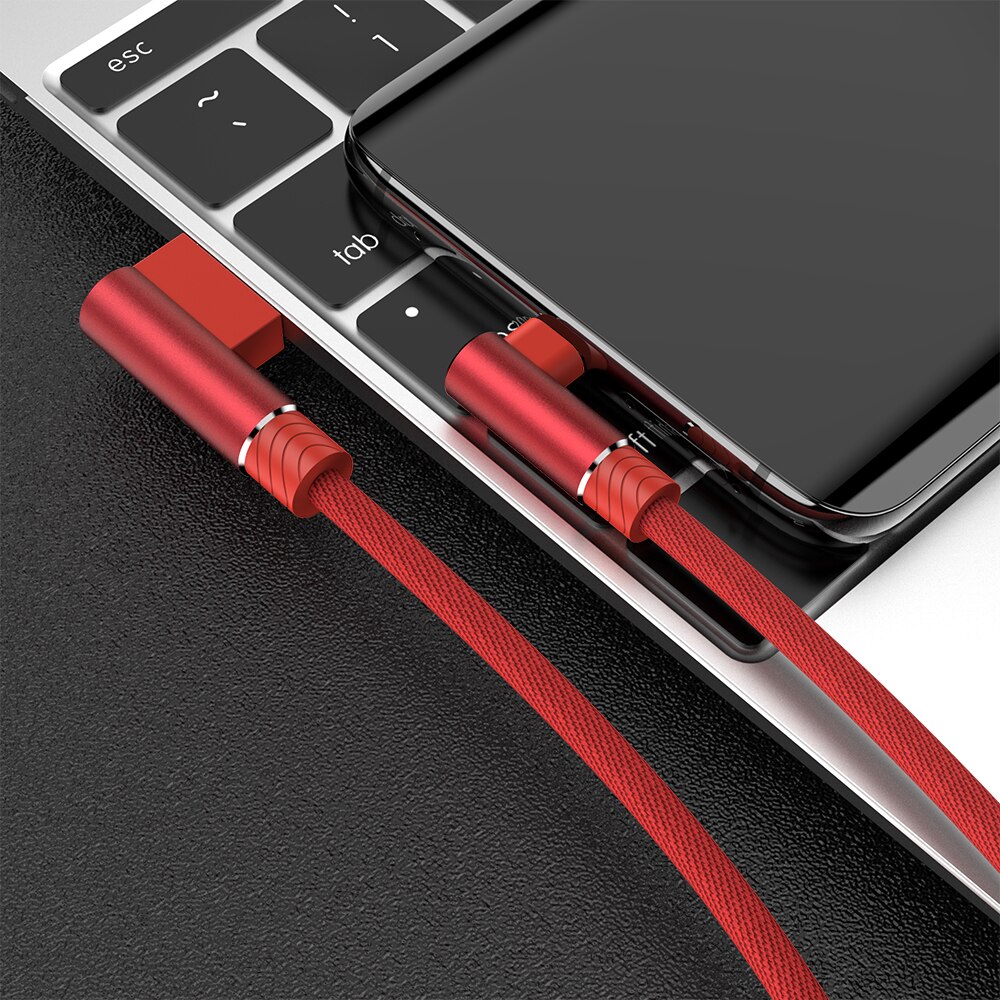 3m USB Type C Cable for Samsung S10 S20 3A Fast Charging Cord 90 Degree Type-c Wire USB C Charger Cable For Huawei P30 P40 Pro: Red / 3m